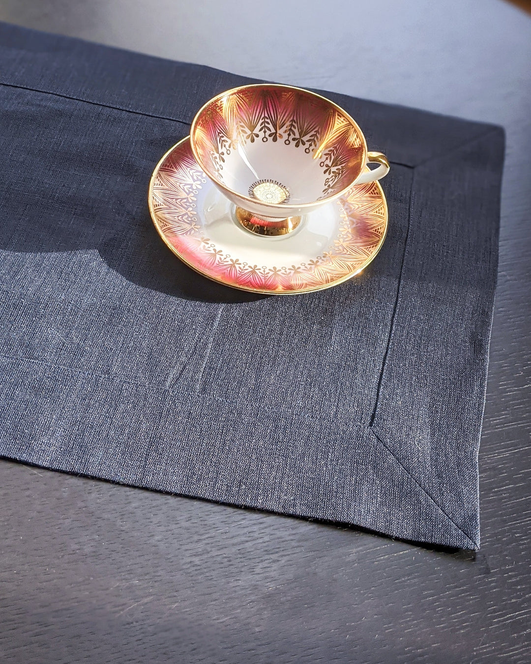 Linen table placemat in Dark Night