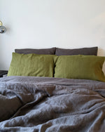 Load image into Gallery viewer, Hunting green linen pillow case
