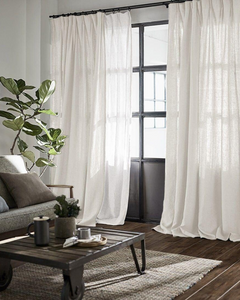 White linen curtains, thick drapes - 1 panel