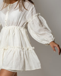 Linen white Boho dress