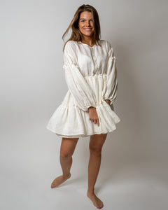 Linen white Boho dress